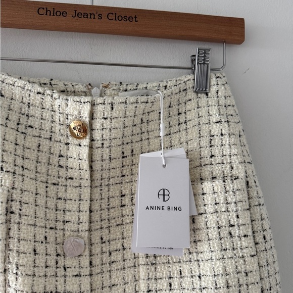 ANINE BING NWT Mateo Tweed Ivory Mini Skirt - Picture 10 of 11